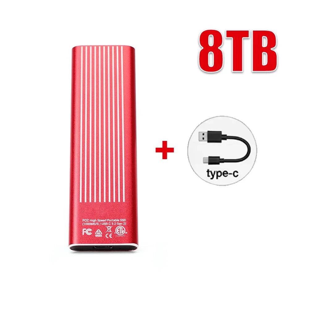 High Speed External Portable SSD 6TB 12TB Plug and Play Mobile Hard Drive Compatible with Windows IOS Android DevicesHigh Speed