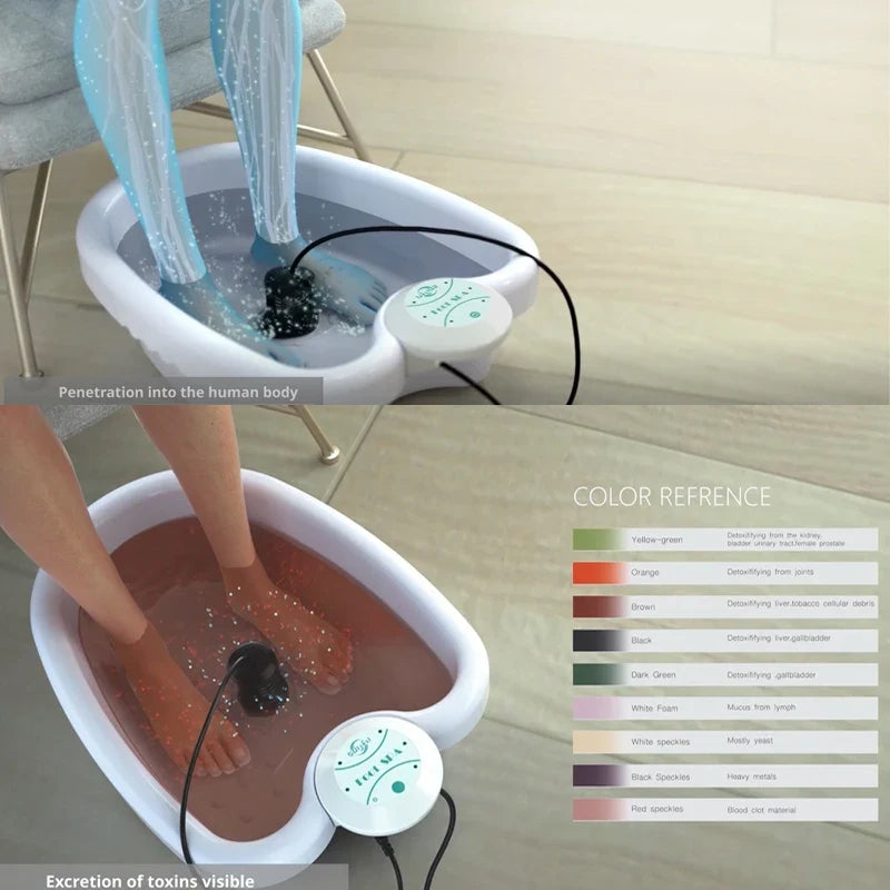 Ionic Detox Foot Bath Massage Machine with Basin Electric Foot Spa Bath Massager Deep Tissue Clean Vibrant Vibration Care Arrays