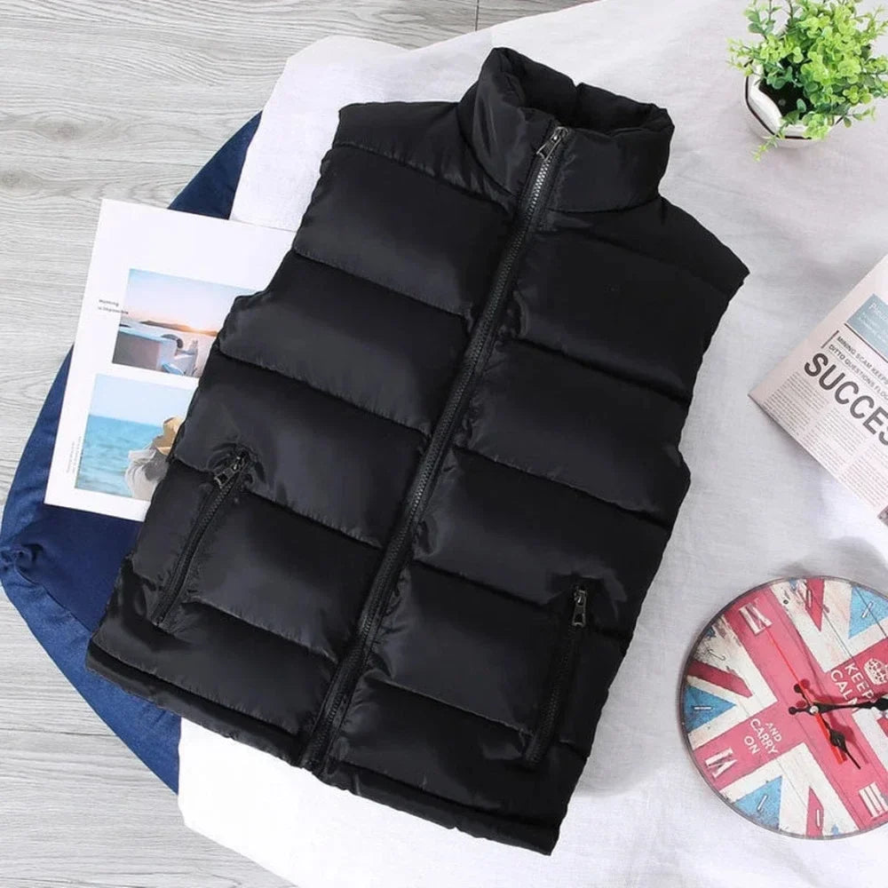 White Vest Jacket Men Slim Fit Stand Collar Sleeveless Puffer Jackets Spring Autumn Casual Waistcoat Men Warm Coat 2024 Trends