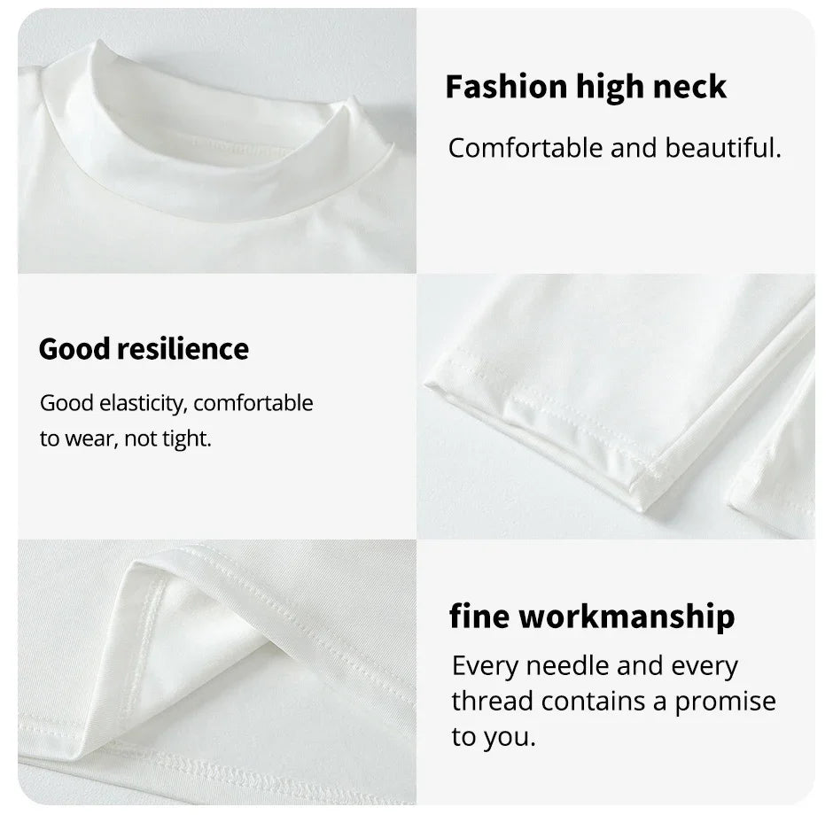 1/3 Pcs Men's White BottoMing Small Turtleneck Shirt In Autumn And Winter Casual Joker Fashion Long Sleeve T-Shirt Teenagers War