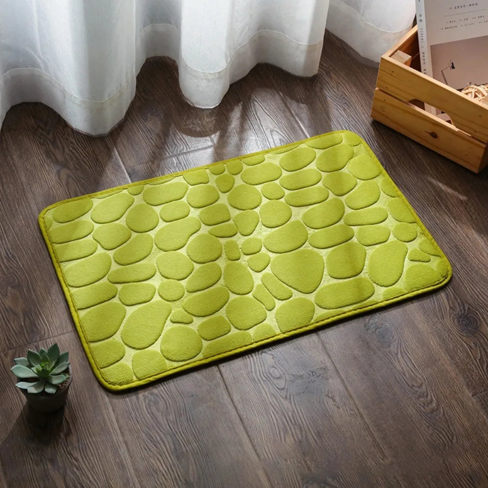 Cobblestone Embossed Bath Mat Non-slip Carpets Water Absorption Washable Bathtub Floor Rug Shower Doormat Bathroom Decor