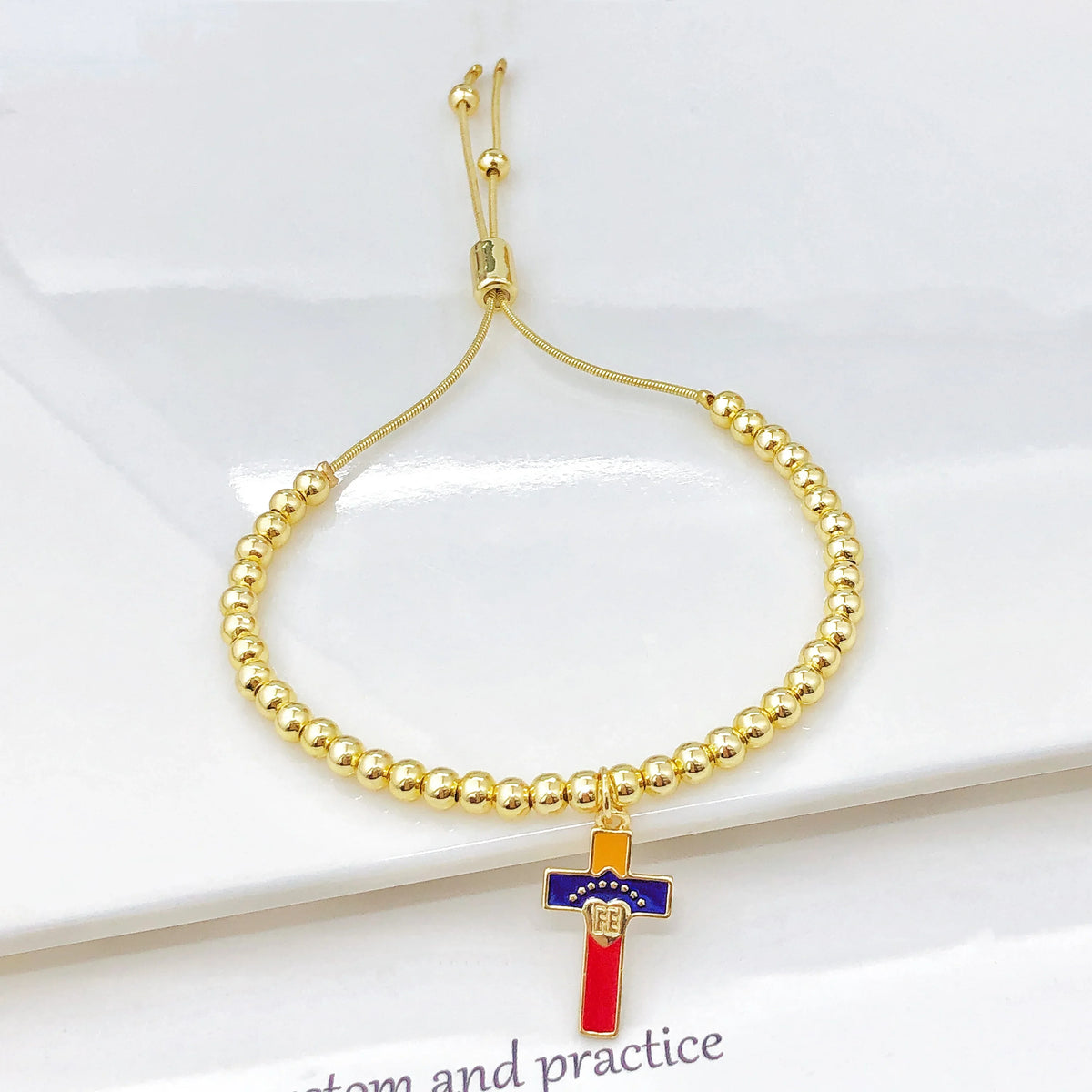 New Arrival Venezuela Flag Map Cross Copper Bead Bracelet Classic for Men's Women's Daily Party Zircon Jewelry National Day Gift