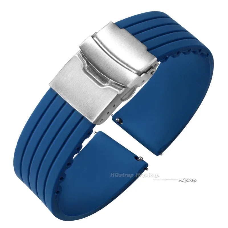 Garmin 18/20/22mm Quick Release Ribbed Silicone Band with Deployment Buckle