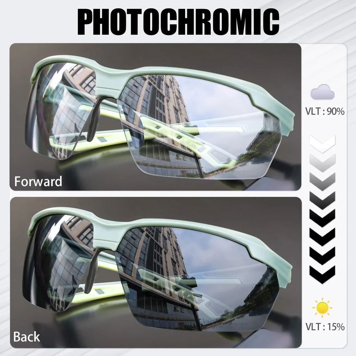 SCVCN Photochromic Bike Glasses UV400 Men Women Cycling Sunglasses MTB Mountain Outdoor Sports Eyewear Driving Fishing Camping