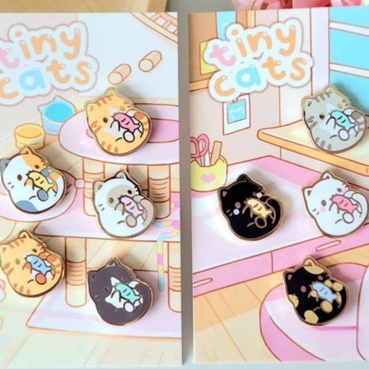 Lindos y Pequeños Pines Esmaltados de Gatos