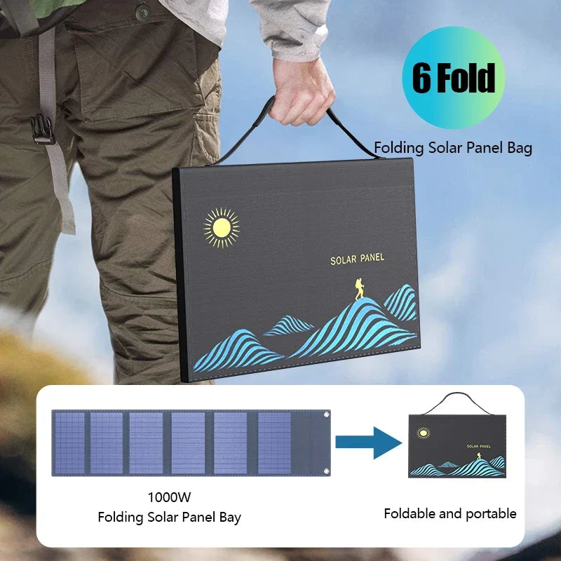 1000w Solar Panel Portable Folding Bag Usb+dc Output Solar Charger