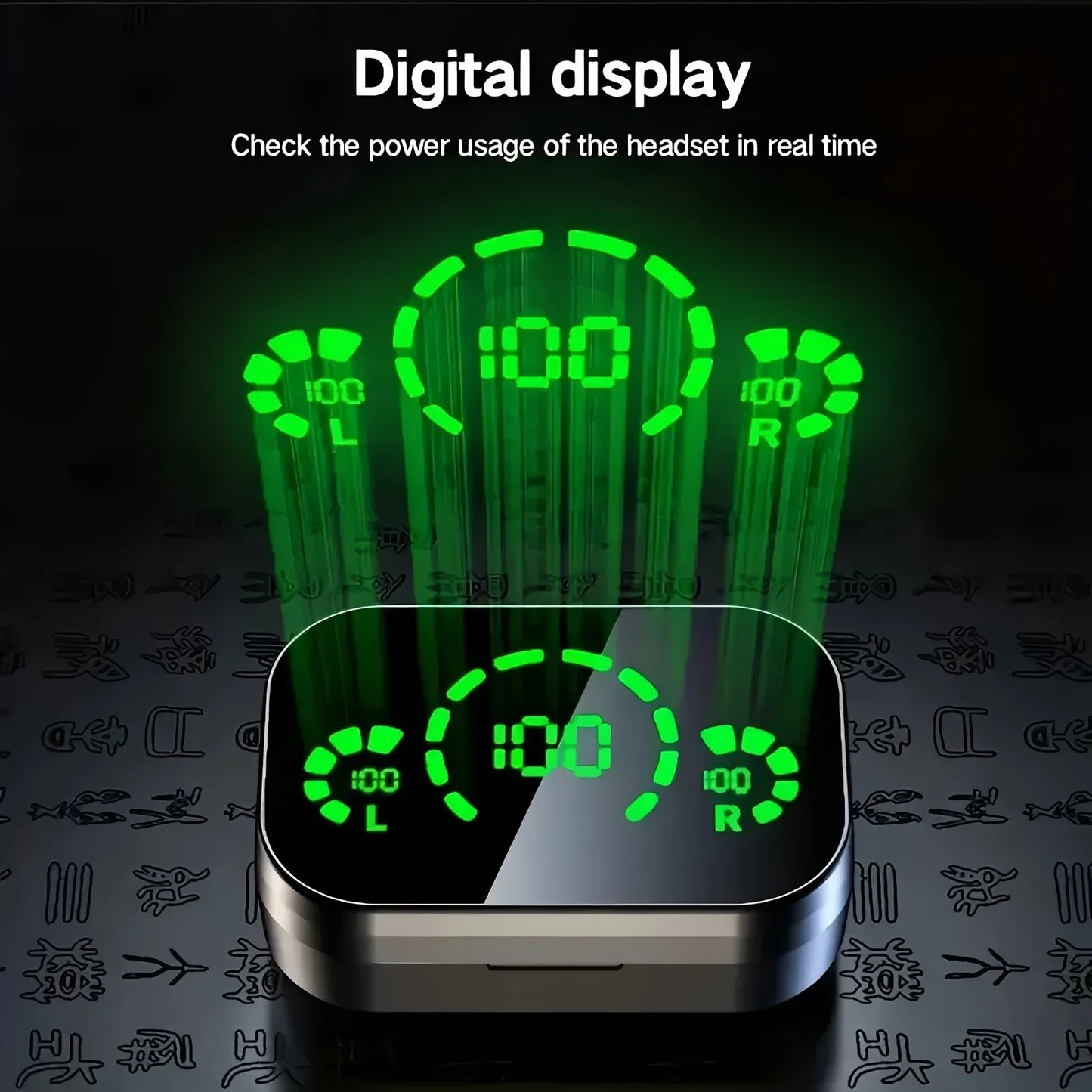 Original YD03 TWS Earphone Flashlight Wireless Headset 9D Noise Reduction 5.2 Bluetooth Headphone LED Display Touch Control Gift