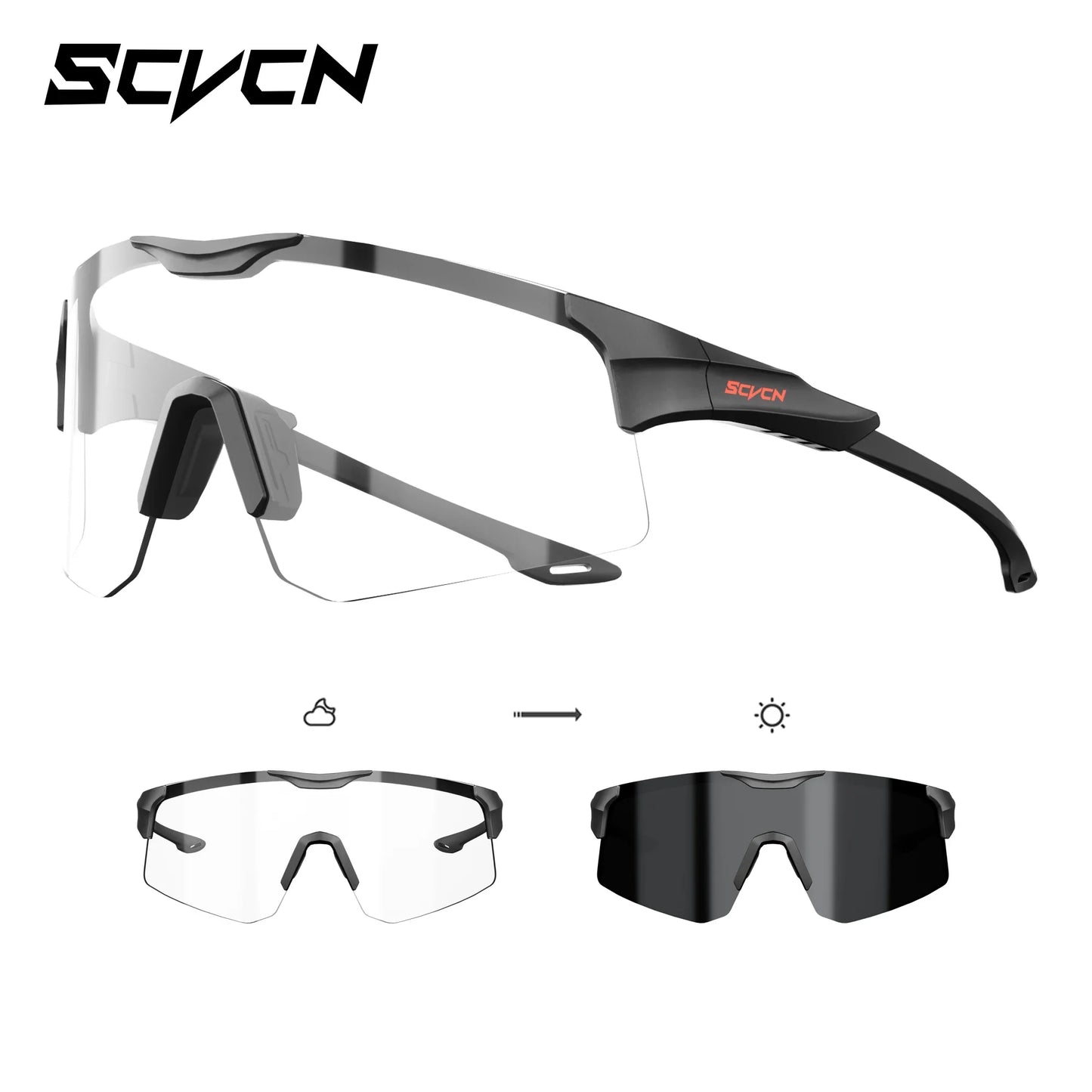 SCVCN Photochromic Sport Sunglasses Night Riding Glasses Men Women Outdoor Travel Driving Fishing Hiking Bike Cycling Eyewear