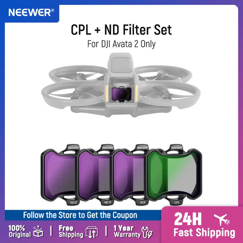 NEEWER CPL + ND Filter Set , (ND8/16/32) Circular Polarizer Polarizing Lens Filter Drone Accessories for DJI Avata 2 Only