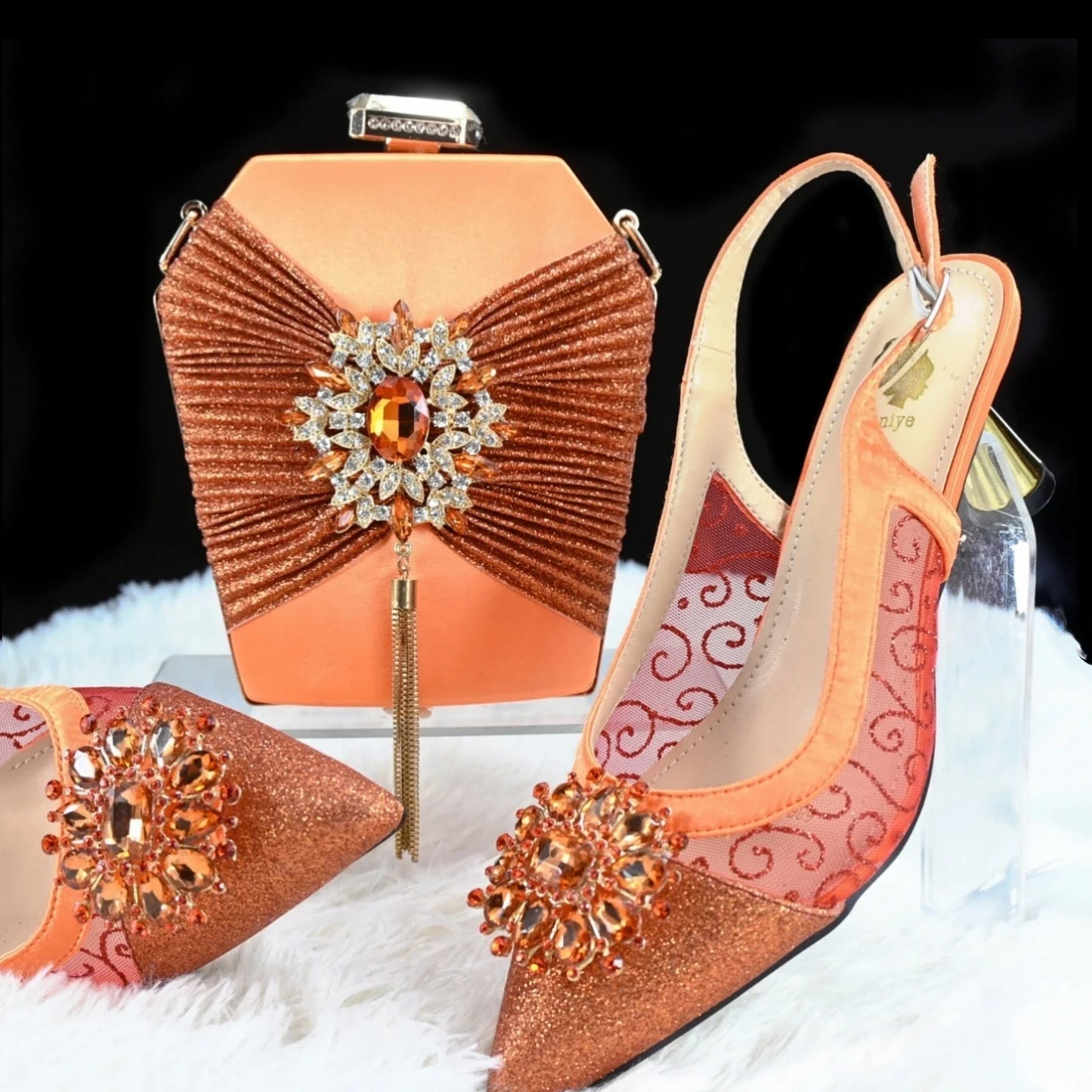 Conjunto de Zapatos y Bolsos de Mujer de Estilo Africano de Alta Calidad HGH1-14
