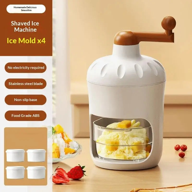 Shaved Ice Machine Small Manual Ice Crusher Home Hand-cranked Machine Making Smoothie Machine Practical Portable Ice Cream Tools