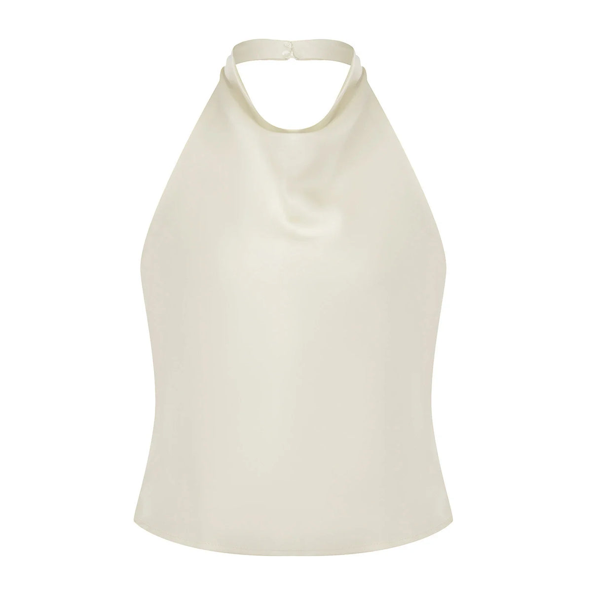 Women Summer Halter Neck Vest Sleeveless Open Back Solid Color Satin Tank Tops