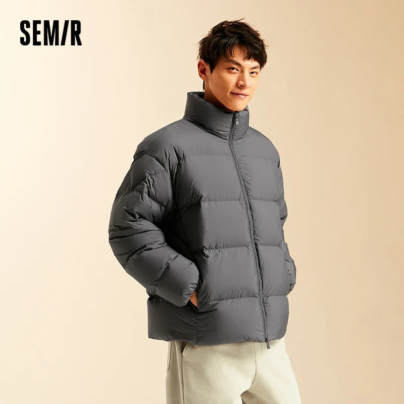Semir Down Jacket Men Winter Three-proof Windproof Waterproof Stain Resistant Thick Stand Collar Puffer Coat Lightweight Warm