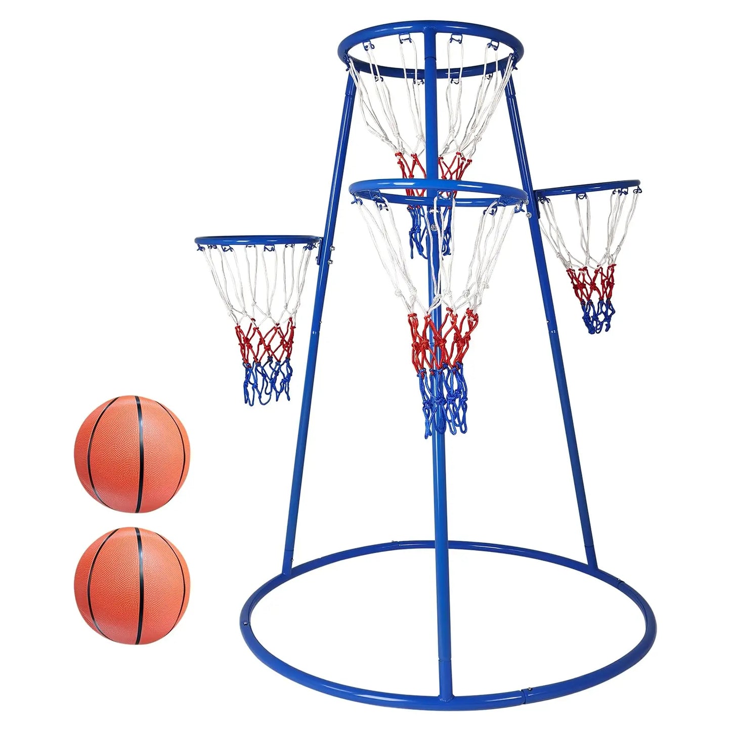 4 Hoop Toddler Basketball Set With 4 Balls & Pump, Multi Height Indoor Outdoor Basketball Goal Toy For Preschool Kids Ages 3+