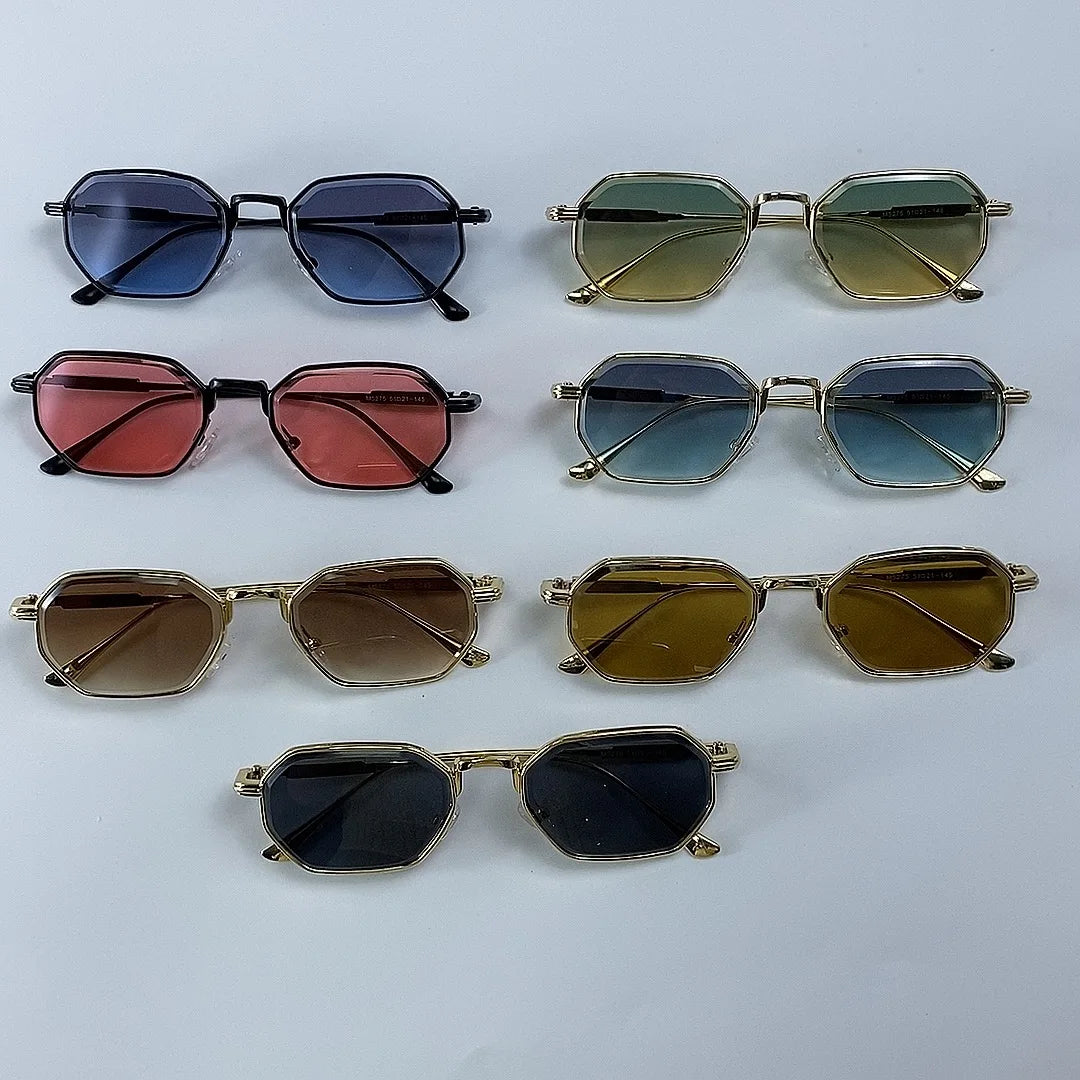 Retro Octagon Punk Sunglasses Men 2026 Luxury Designer Vintage Square Metal Frame Sun Glasses Gradient UV400 Steampunk Eyewear