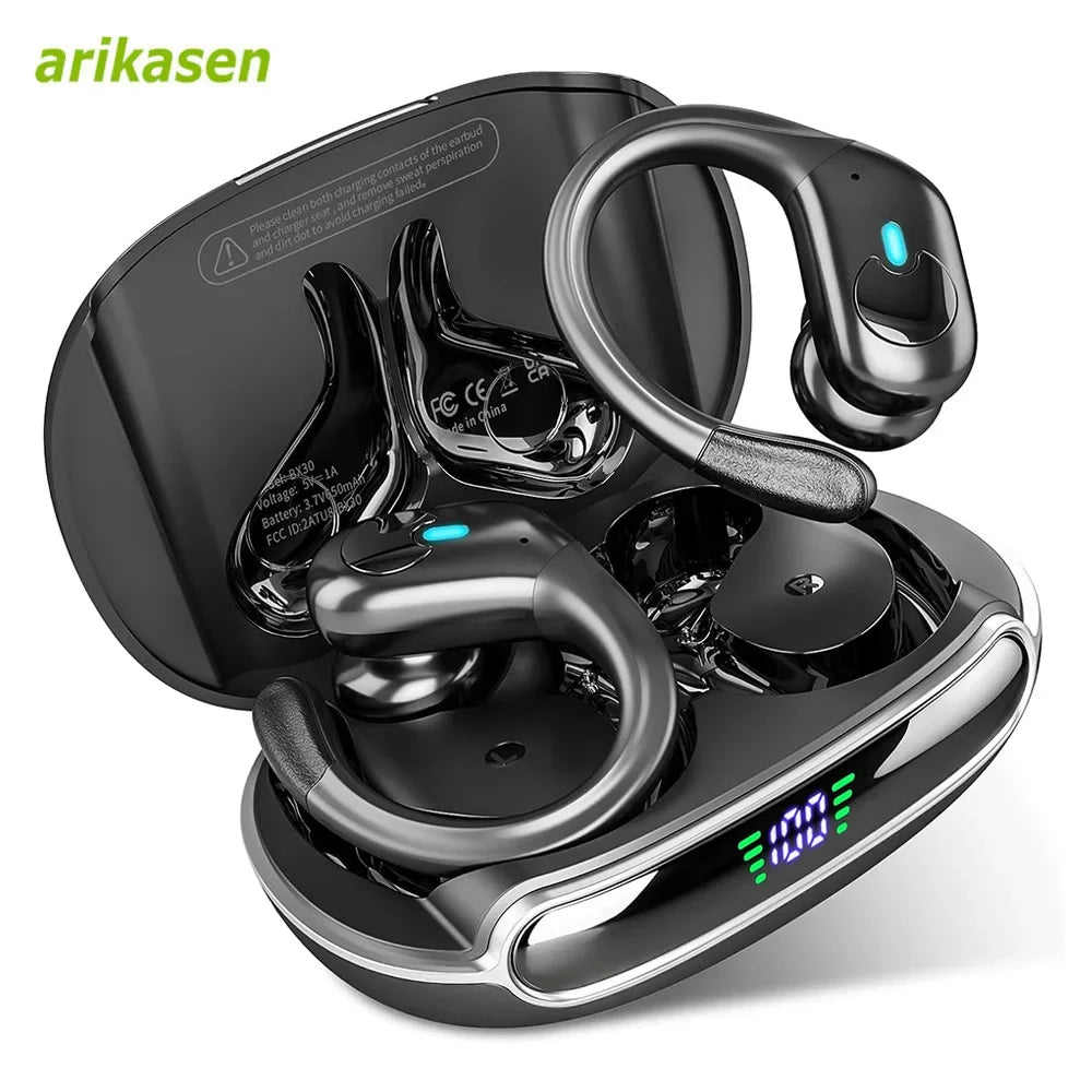 Bluetooth 5.3 Headphones True Wireless Earbuds Bass Stereo Sound with LED Power Display Case 60H Playback Earphones With Mic ENC