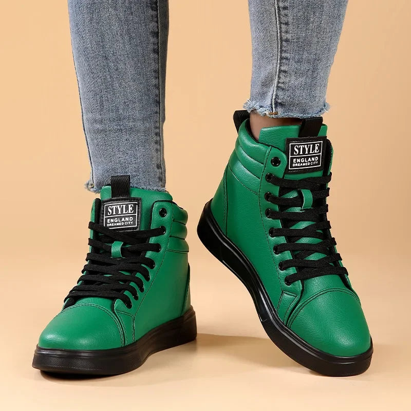 2026 Spring Fashion Red Men's Sneakers High Top Skateboarding Shoes for Men Women Comfortable Unisex Leather Sneakers Size 35-46