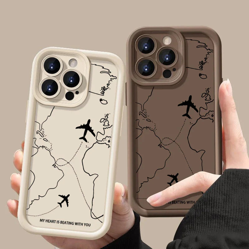 Airplane Route Pattern Phone Case For iPhone