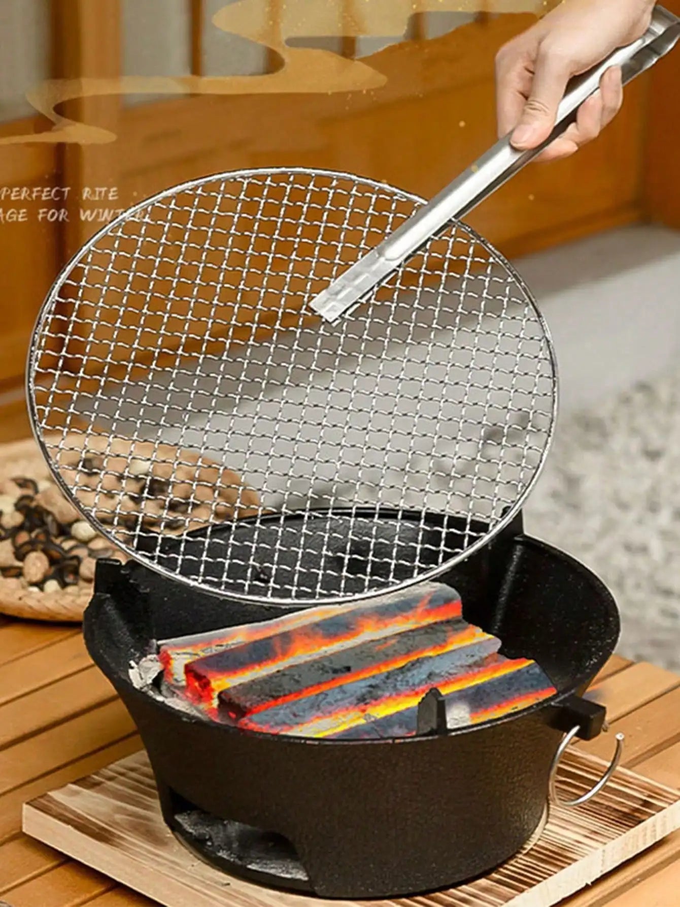 Durable High‑Temperature Resistant Cast Iron Charcoal Burner Complete BBQ Grill Stove Smokeless Portable Heating & Tea Making Stove Vintage Old‑Fashioned Design For Backyard Patio Home Garden Holiday Gift