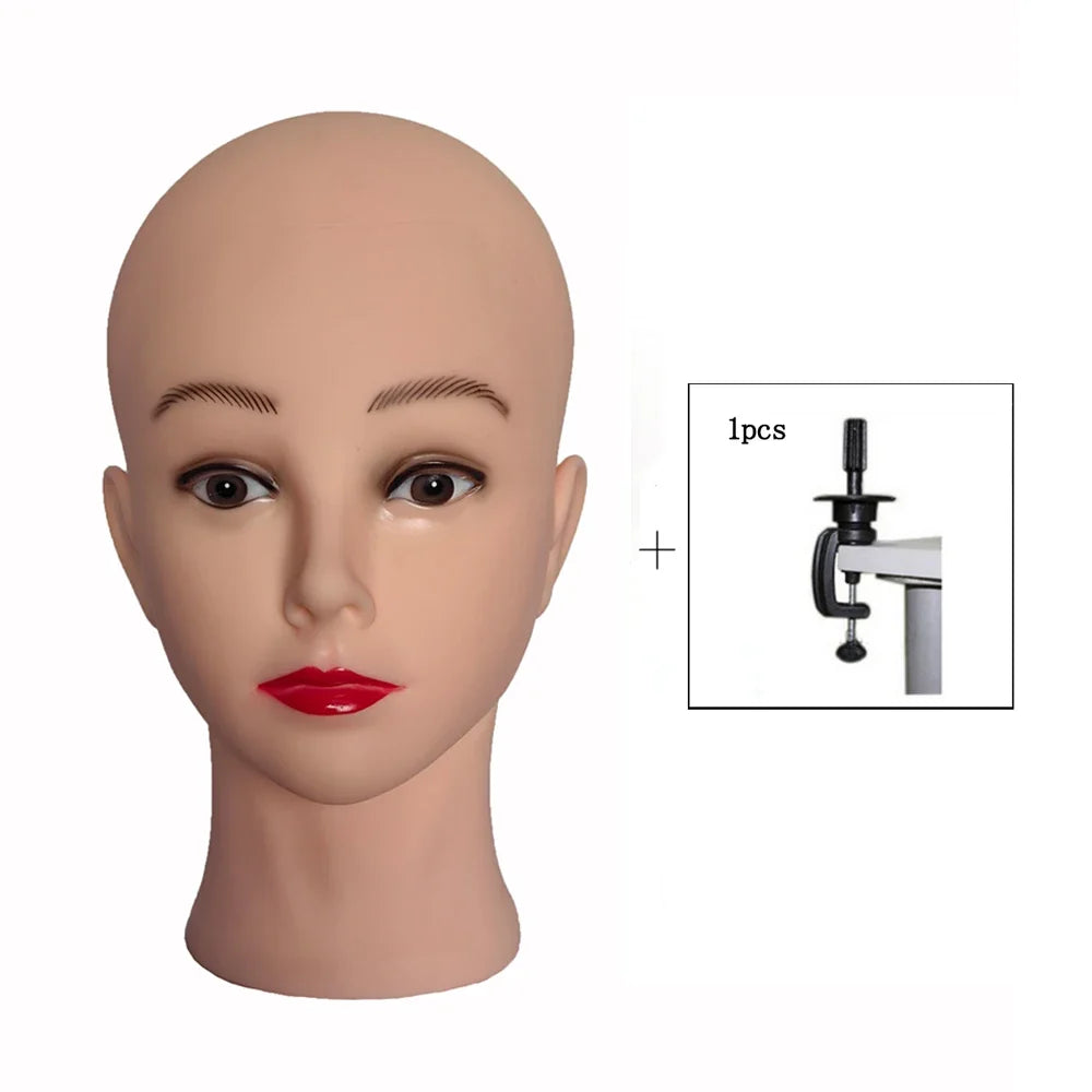 Professional Makeup Doll Head Bald Manikin Model For Making Wigs Styling Caps Hairdressing Hat Headwear Display Stand