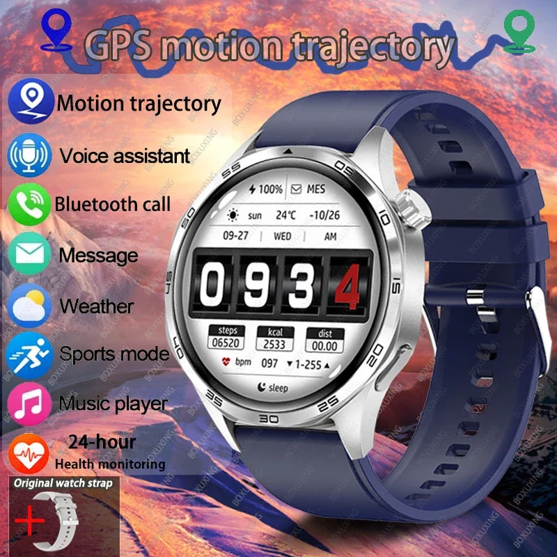 BOXUXING New Watch 5 Pro GPS NFC Men 100+sport Smart Watch AMOLED Screen Heart rate Bluetooth Call IP67Waterproof Man Smartwatch