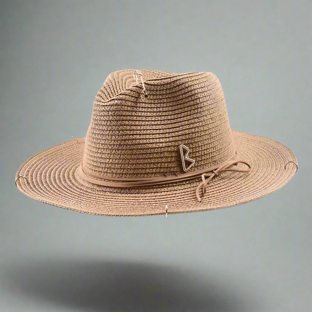 Sombrero Panamá unisex de paja con letras de metal