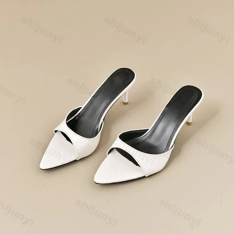 Women's High Heels Summer Slippers Women Sandals Fashion Classic Pointy Open Toe Stiletto Heels Sexy 2025 High-heeled Slippers