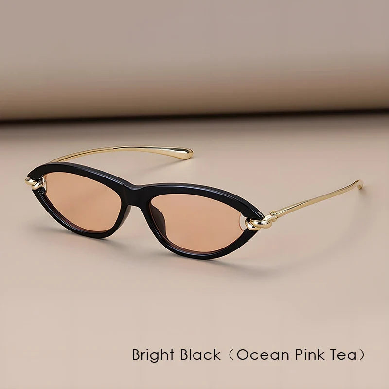 Trendy Luxury Brands Women's Cat Eye Tortoiseshell Sunglasses UV400 Oval Glasses For Woman Fashion Designer Classical Glasses