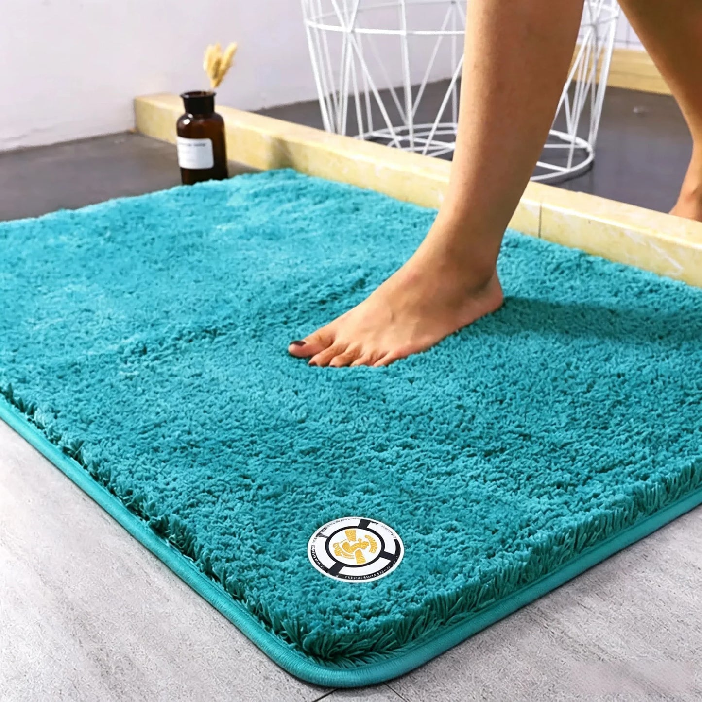 Super Absorbent Non-slip Bathroom Mat Plush Microfiber Quick Dry Washable Soft Bath Rug for Tub Balcony