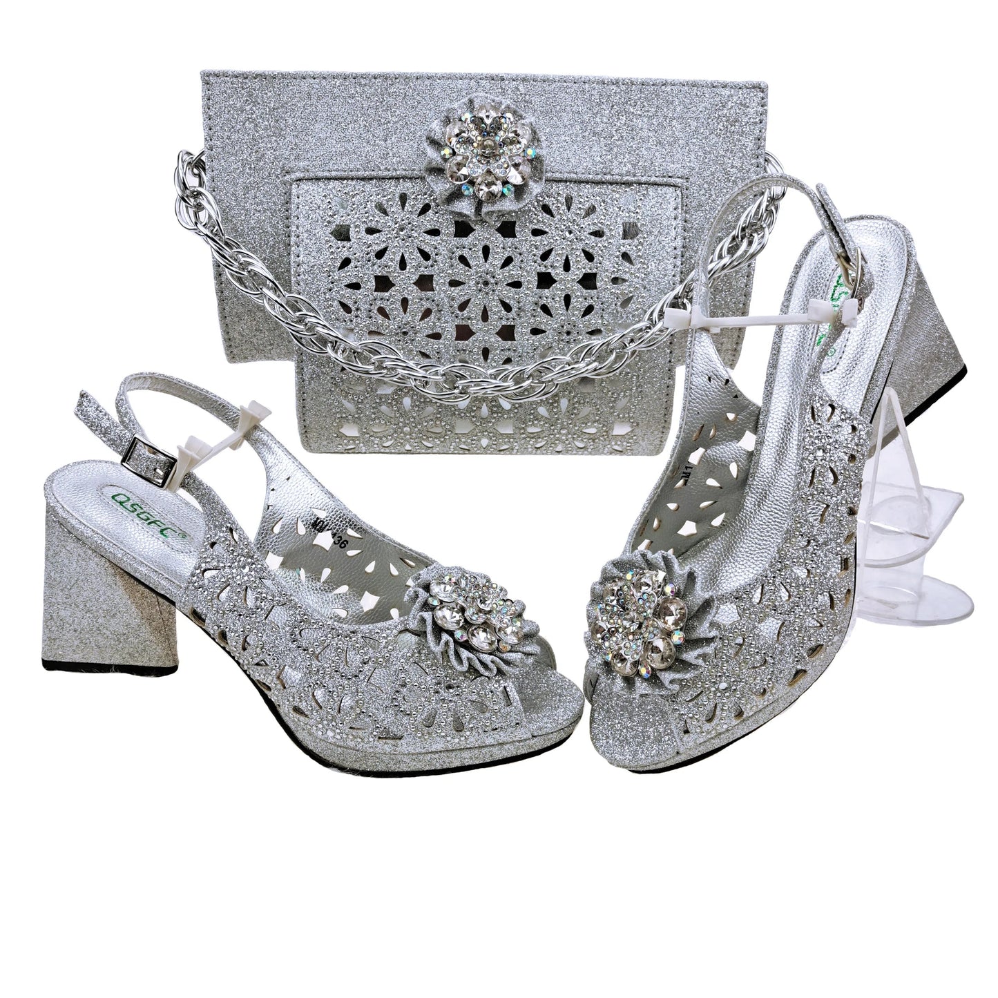 Doershow African fashion Italian Shoes And Bag Sets For Evening Party With Stones pink Italian Handbags Match Bags!  HFV-25