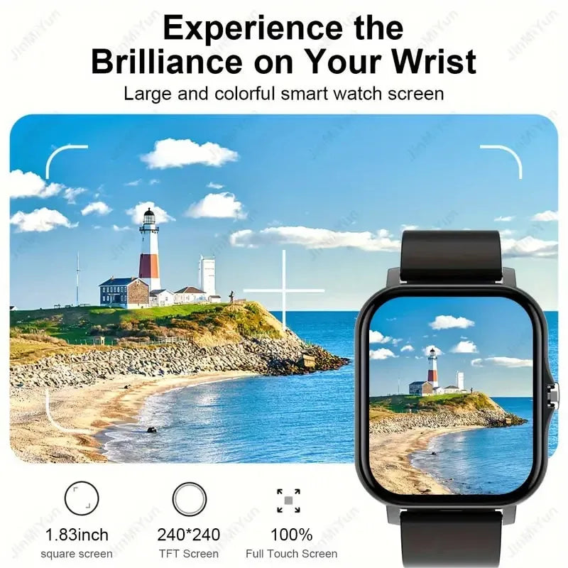 Reloj inteligente con pantalla táctil completa de 1.83 pulgadas, reloj deportivo de fitness equipado con función de llamada, calculadora de podómetro, modo deportivo
