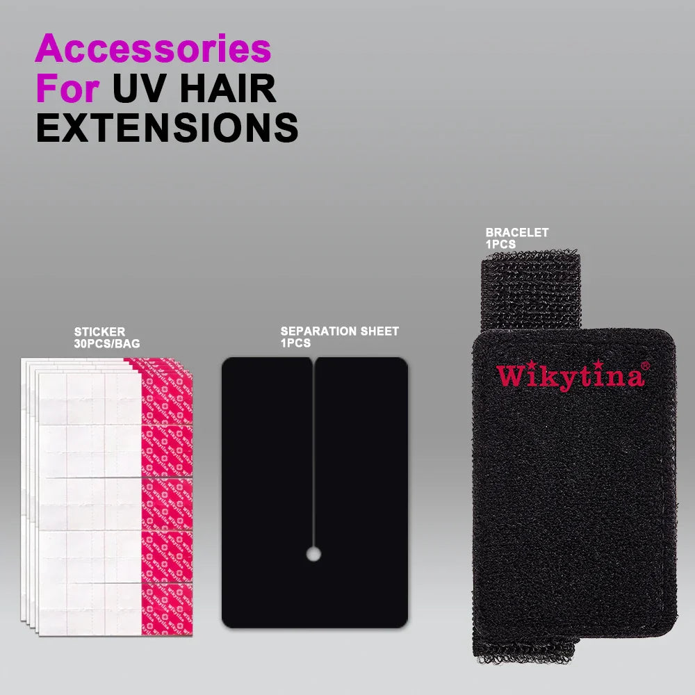 Wikytina Professional Hair Extensions Kit With UV Light V Light Tools