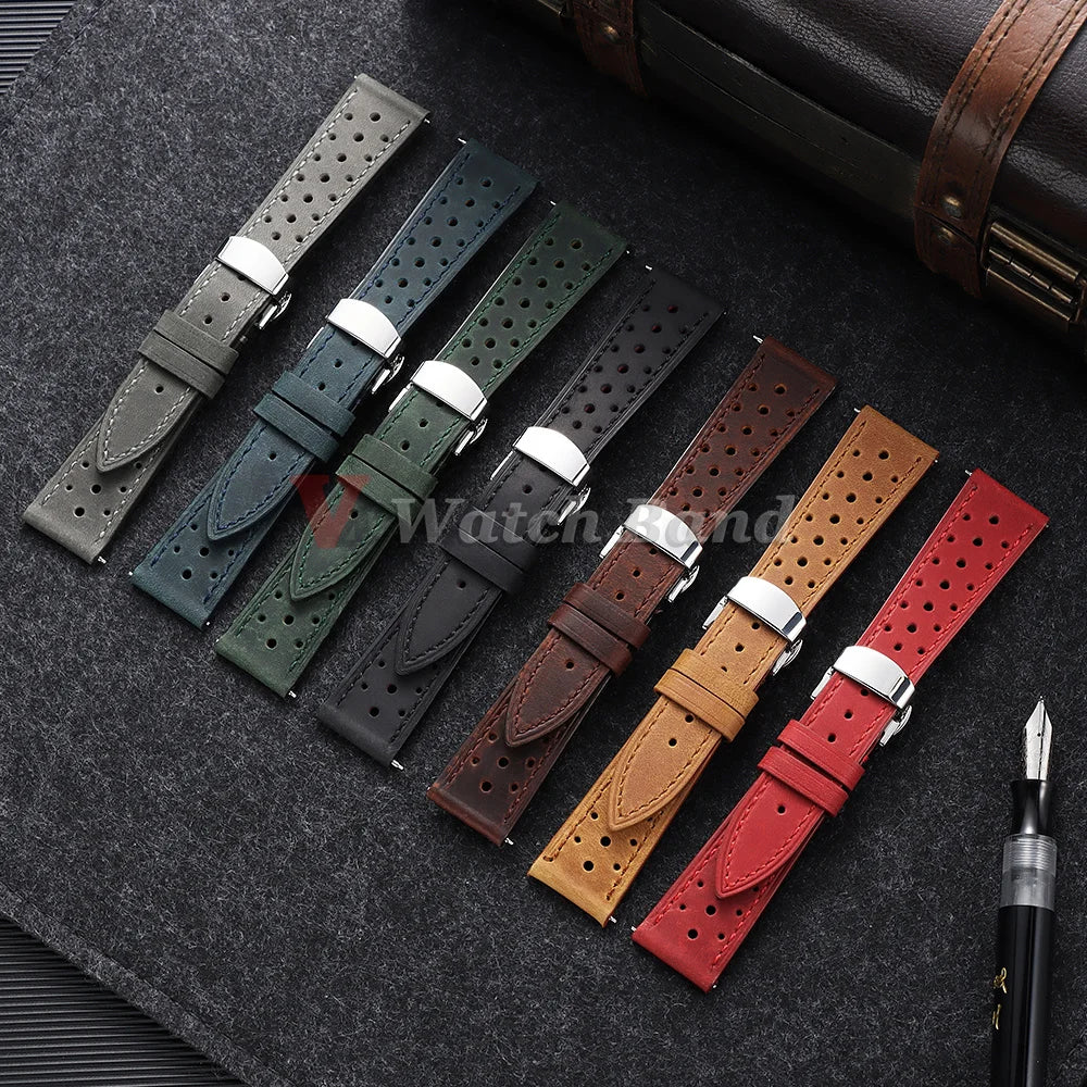 Garmin 18/20/22/24mm Quick Release Perforated Racing Leather Band