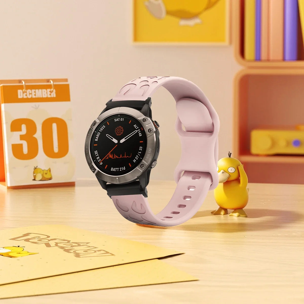 Garmin QuickFit 22/26mm Embossed Silicone Band with Tuck Closure