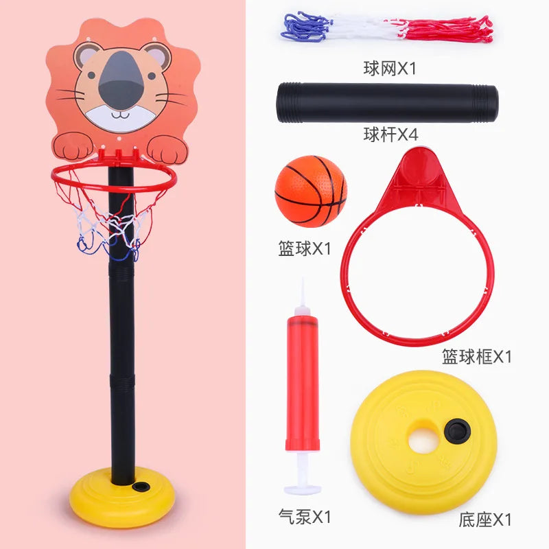 Kids Adjustable Basketball Stands Cartoon Animals Shape Shooting Basket Indoor Outdoor Sports Games Basketball Hoop