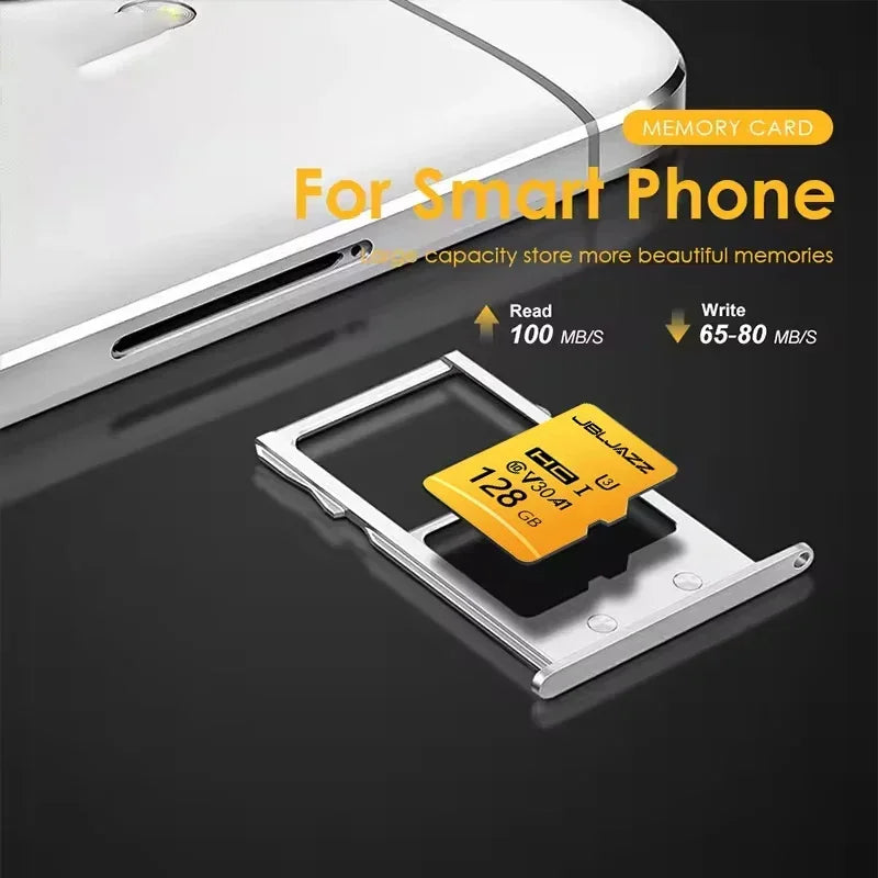 High Speed Micro TF SD Card 128GB 256GB Class 10 U3 V30 Up to 100MB/s for Camera Drone Driving Recorder Waterproof Memory Card