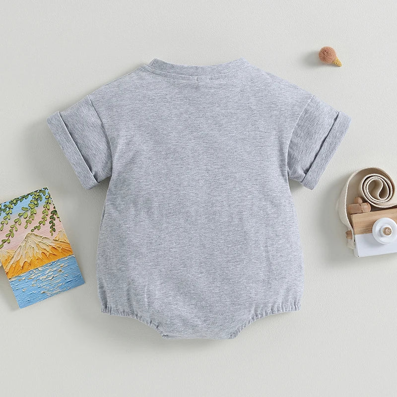 Baby Boy Girl Solid Color Short Sleeve Bubble Romper Oversized T-Shirt