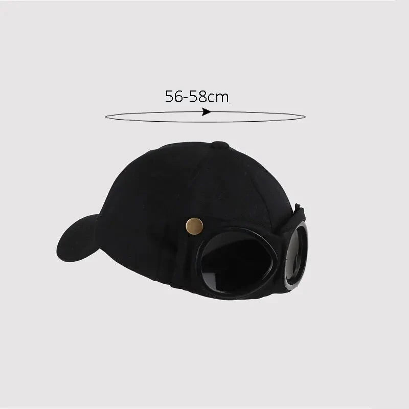 Gorra de béisbol de aviador – Gorra de verano unisex con gafas de sol incorporadas