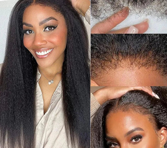 Peluca frontal de encaje HD 13x4 de cabello humano Ossilee de línea del cabello 4C, borde liso rizado, liso y rizado, rizada, cabello de bebé, pelucas frontales de encaje HD 13x4, cabello humano, peluca lisa Yaki brasileña