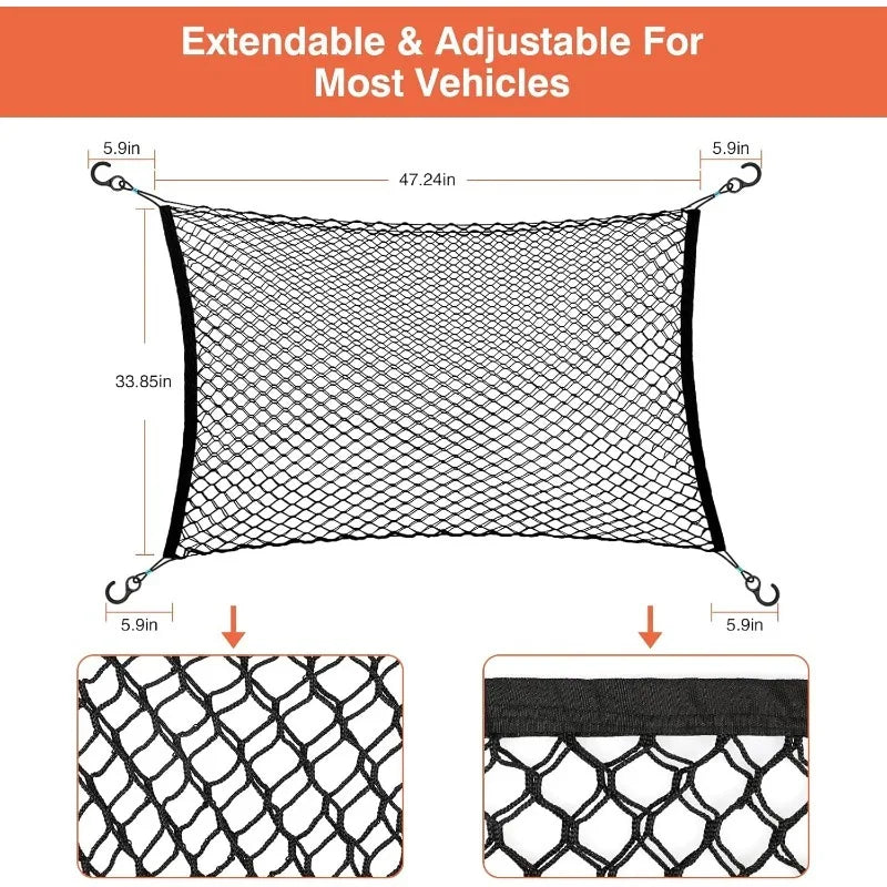 120X90CM Car Trunk Fence Pet Dog Isolation Protective Net Durable Elastic Isolation Double Layer Nets Safety Fence for Any Car
