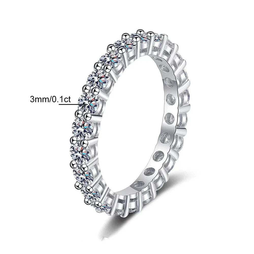 5mm D Color Moissanite Row Ring 925 Sterling Silver Diamond Wedding