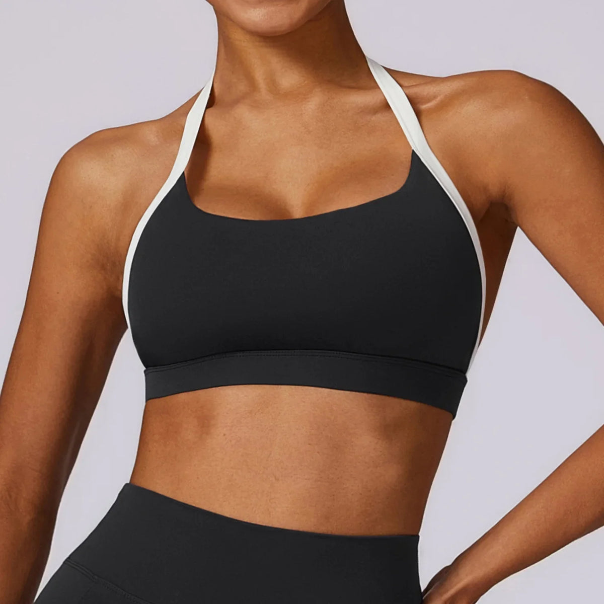 Gym Sport Bra Halter Sports Bra Anti-sweat Breathable Yoga Bra Shockproof Crop Top Fitness Top Push Up Workout Top Women