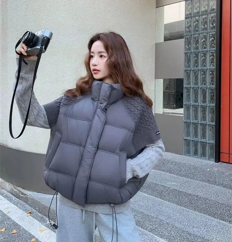 ZAROY Women's Cotton Vest Jacket Autumn Winter Loose Casual Stand Collar Pocket Puffer Waistcoat Coat Trendy Outerwear куртка