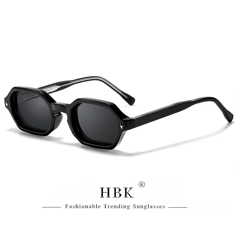HBK Fashion Retro Polygon Men Sunglasses Small Frame Cupronickel Core Insert Leg Sun Glasses Outdoor Party Vacation Travel