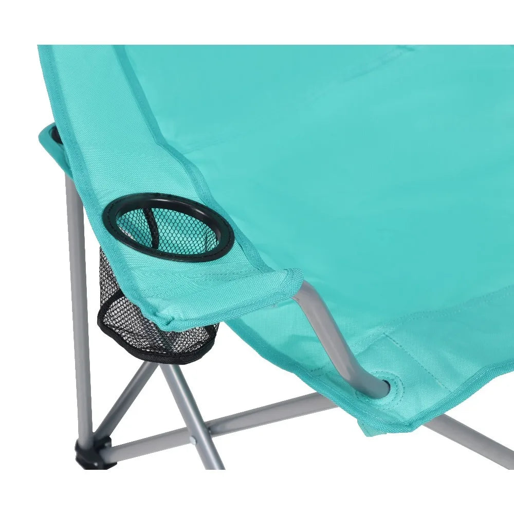 Quad Folding Camp Chair with Cup Holder, Green Sea