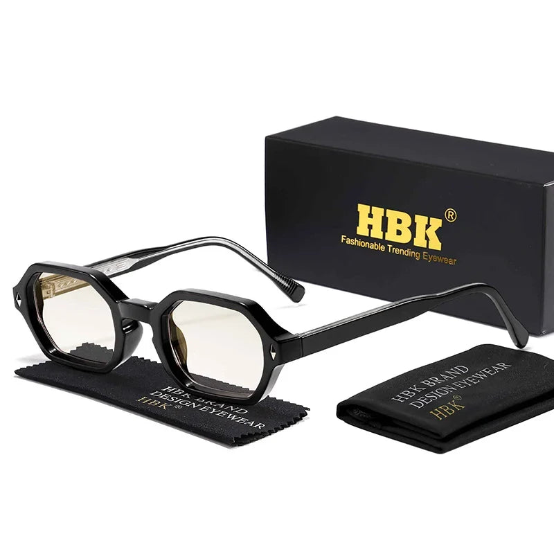 HBK Fashion Retro Polygon Men Sunglasses Small Frame Cupronickel Core Insert Leg Sun Glasses Outdoor Party Vacation Travel