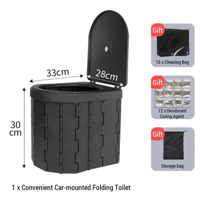 Portable Toilet for Camping Convenient Car-mounted Folding Toilet for Travel Adult Kids and Elderly Potty Odor-proof Non-slip