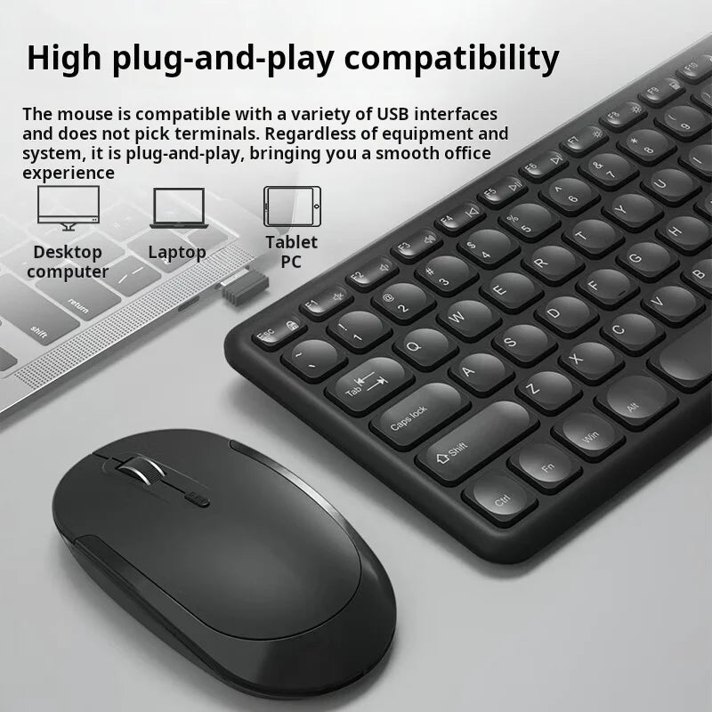 B.O.W HW256 Ultra-thin wireless keyboard and mouse set, 2.4G wireless set, 96 keys