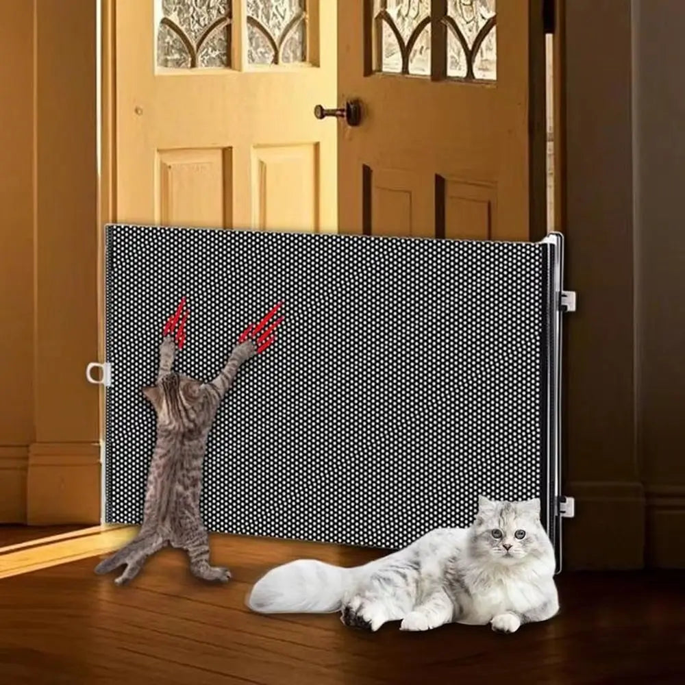 Retractable Pet Fence Barrier Folding with Universal Hooks Pet Safety Gate Easy Installation Pet Isolation Gate