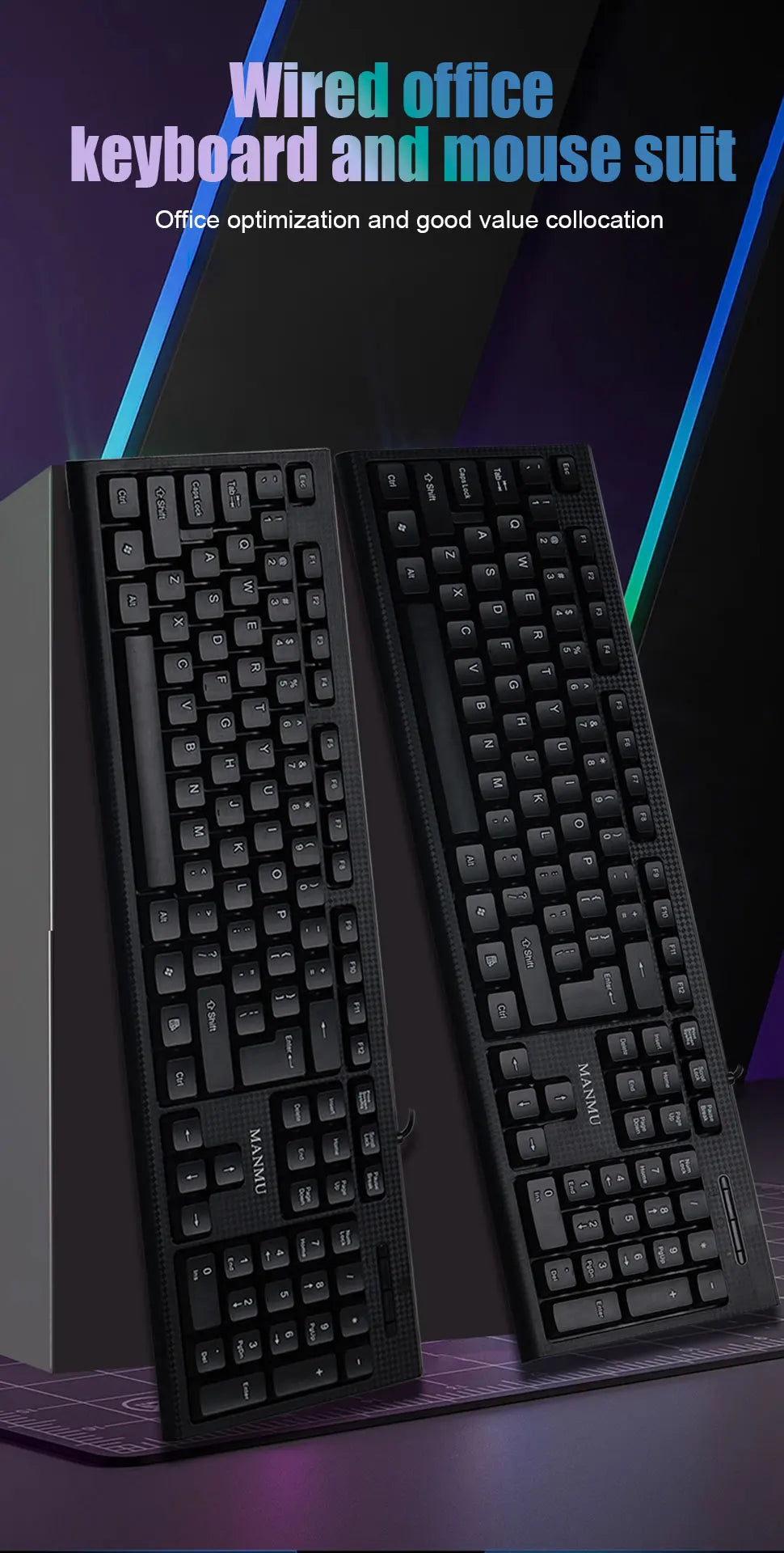 MANMU Office Wired Keyboard Gaming High Quality Keyboard And Mouse Set Keyboard Gaming Setup